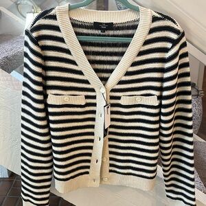 Cotton blend striped preppy cardigan XL
